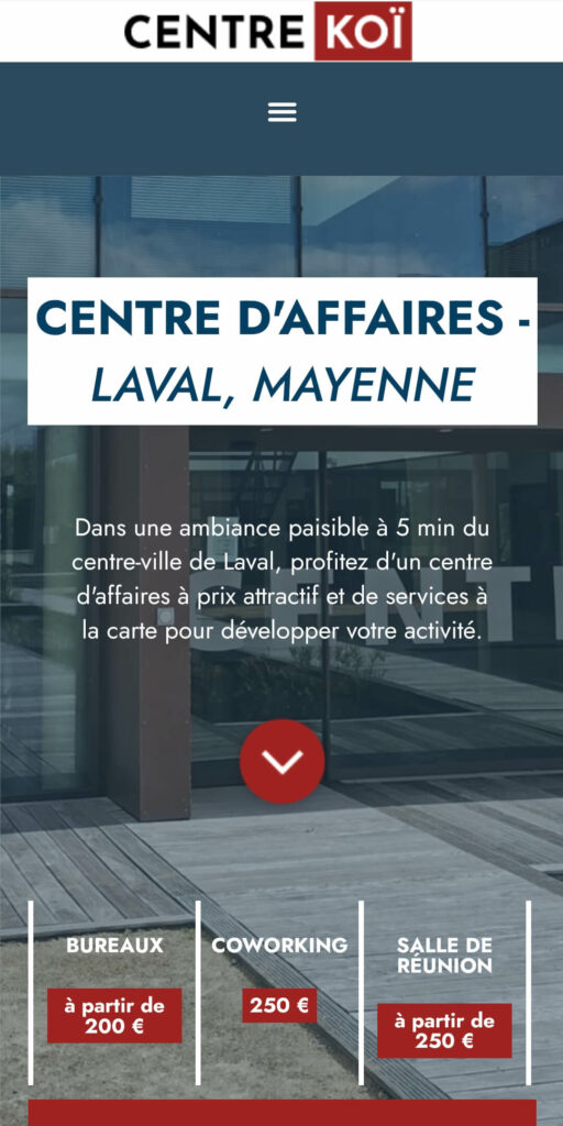 Site internet KOI centre d'affaires à Louverné en Mayenne